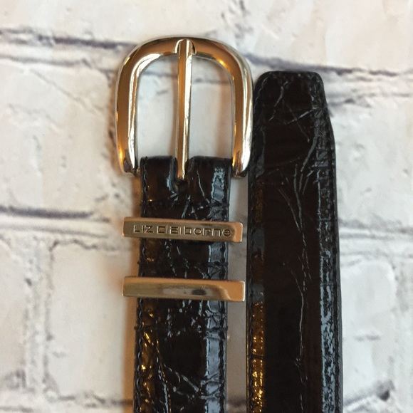 VINTAGE LIZ CLAIBORNE FAUX CROC BLACK BELT SIZE M - Picture 2 of 9